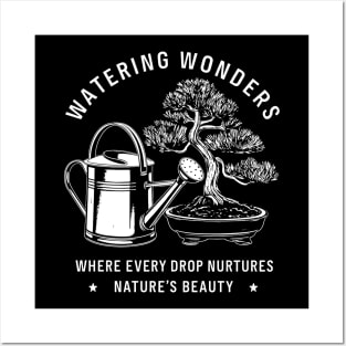 WATERING WONDERS: A Grayscale Tribute to Nature's Beauty, One Drop at a Time Posters and Art